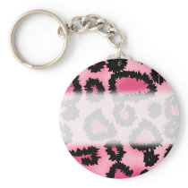 Pink and Black Leopard Print Pattern. Key Chains