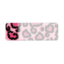 Pink and Black Leopard Print Pattern. Labels