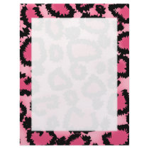 Pink and Black Leopard Print Pattern. Letterhead Design