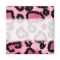 Pink and Black Leopard Print Pattern. Magnets