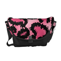 Pink and Black Leopard Print Pattern. Messenger Bag