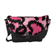 Pink and Black Leopard Print Pattern. Messenger Bag