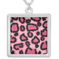 Pink and Black Leopard Print Pattern. necklace