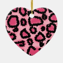 Pink and Black Leopard Print Pattern. Christmas Ornaments
