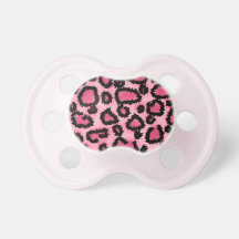Pink and Black Leopard Print Pattern. Pacifier