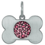 Pink and Black Leopard Print Pattern. Pet ID Tags