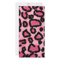 Pink and Black Leopard Print Pattern. Photo Card Template