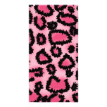 Pink and Black Leopard Print Pattern. Photo Card Template