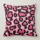 Pink and Black Leopard Print Pattern. Throw Pillow