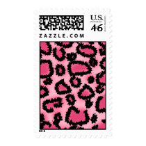 Pink and Black Leopard Print Pattern. Postage
