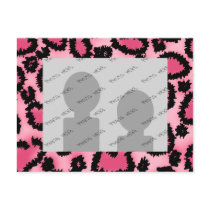 Pink and Black Leopard Print Pattern. Postcard