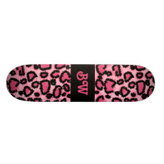 Pink and Black Leopard Print Pattern. Skate Boards