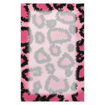 Pink and Black Leopard Print Pattern. Custom Stationery
