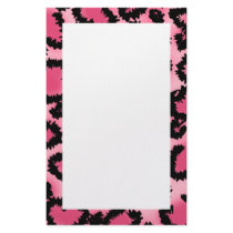Pink and Black Leopard Print Pattern. Customized Stationery