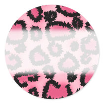 Pink and Black Leopard Print Pattern. Stickers