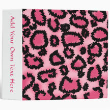 Pink and Black Leopard Print Pattern. Vinyl Binder