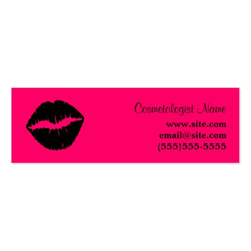 Pink and Black Lipstick Skinny Business Card (front side)