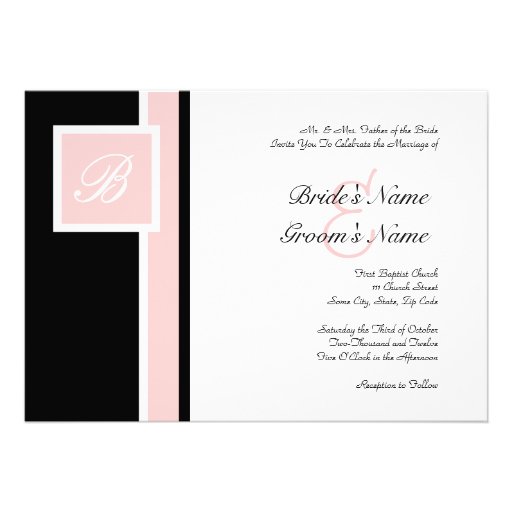 Pink and Black Modern Wedding Invitation