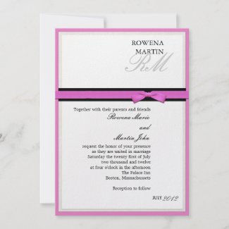 Pink and Black Monogram Classic Invitation invitation