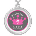 Pink and Black Monogram Princess Necklace necklace