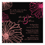Pink and Black Mum Flowers Wedding Invitation