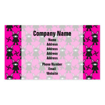 Pink and Black Ninja Bunny Pattern Business Card Template