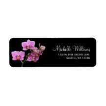 Pink and Black Orchid Return Address Label