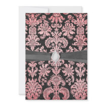 pink and black ornate fleur chic damask announcements
