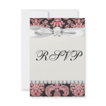 pink and black ornate fleur chic damask invites