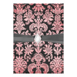 pink and black ornate fleur chic damask invitations