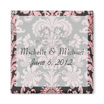 pink and black ornate fleur chic damask refrigerator magnets