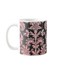 pink and black ornate fleur chic damask mug