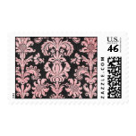 pink and black ornate fleur chic damask postage