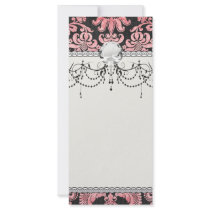 pink and black ornate fleur chic damask full color rack card