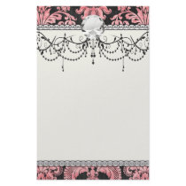 pink and black ornate fleur chic damask stationery