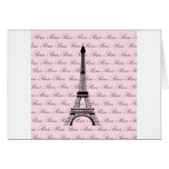 Pink and Black Paris Eiffel Tower Greeting Card