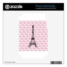 Pink and Black Paris Eiffel Tower Decals For The iPhone 3