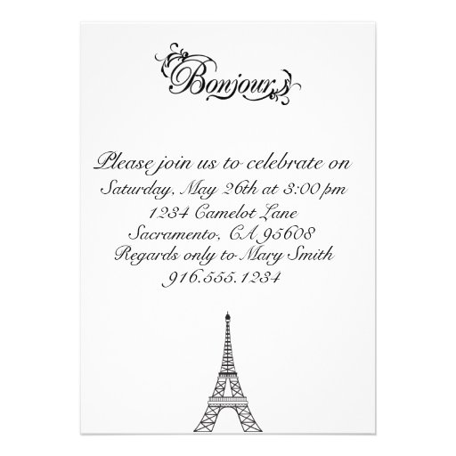 Pink and Black Paris Girl Birthday Invitation