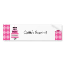 Pink and Black Party Cake bumper stickers by trennea Pink and Black Party Cake bumper stickers