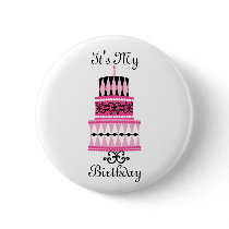 Pink and Black Party Cake buttons
