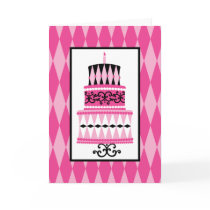 Pink and Black Party Cake cards by trennea Pink and Black Party Cake cards