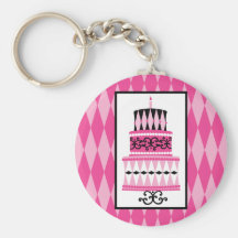 Pink and Black Party Cake Keychains