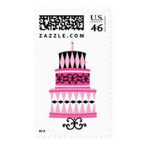 Pink and Black Party Cake Stamp