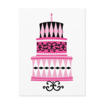 Pink and Black Party Cake postcards by trennea Pink and Black Party Cake postcards