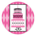Pink and Black Party Cake stickers