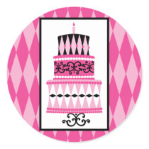 Pink and Black Party Cake stickers