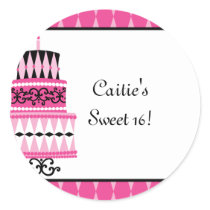 Pink and Black Party Cake stickers by trennea Pink and Black Party Cake stickers