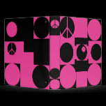 Pink and Black Peace Dots Binder