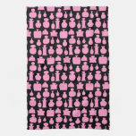 Pink and Black Perfume Bottle Pattern. Hand Towels