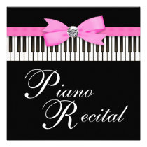 Pink and Black Piano Keys Recital Invitation invitations